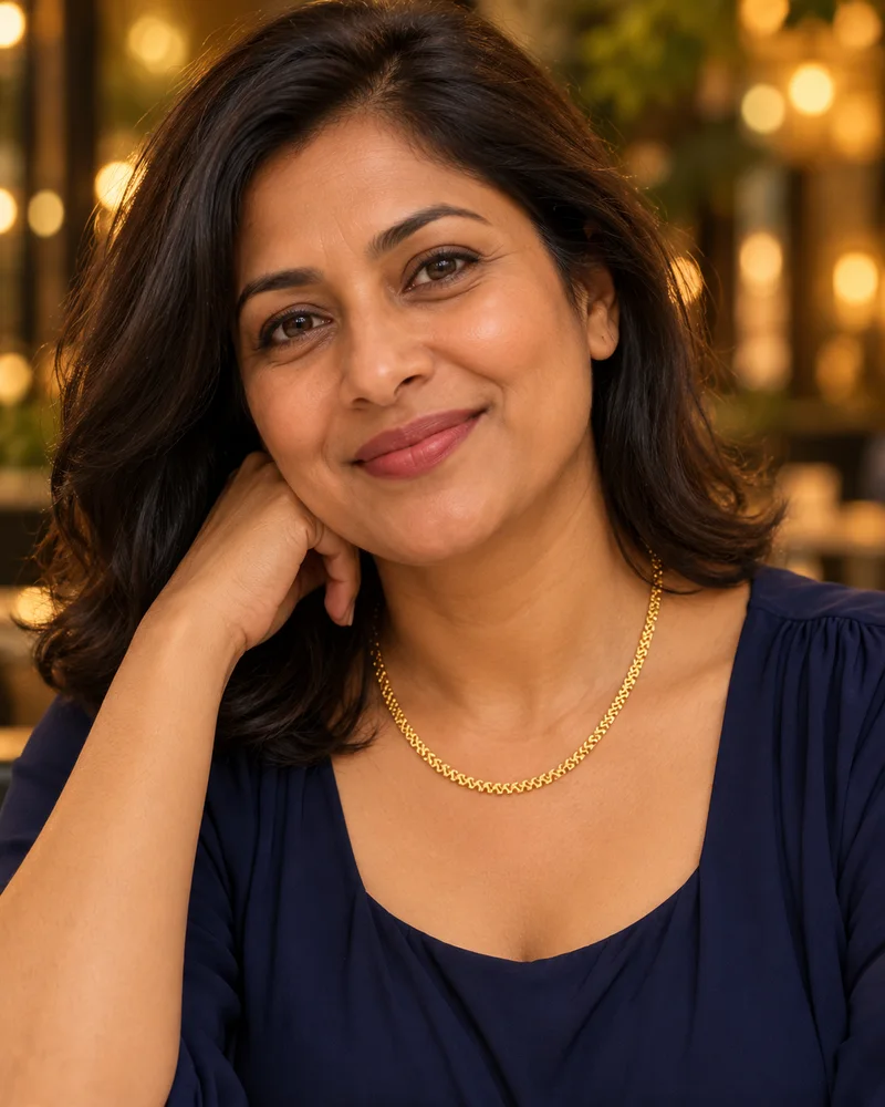 Textured yellow gold chain necklace worn naturally in an evening look